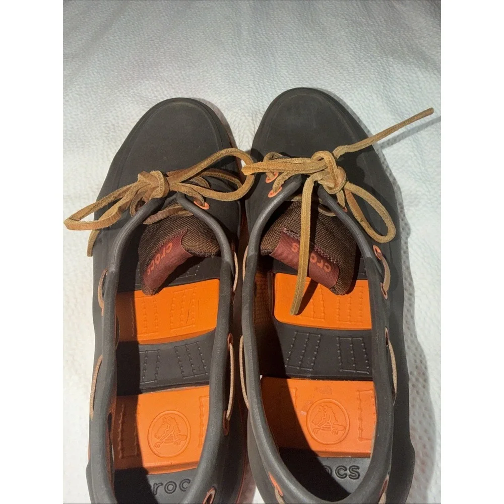 Crocs Mens Beach Line Slip On Boat Shoes Vented Brown/orange US 13
